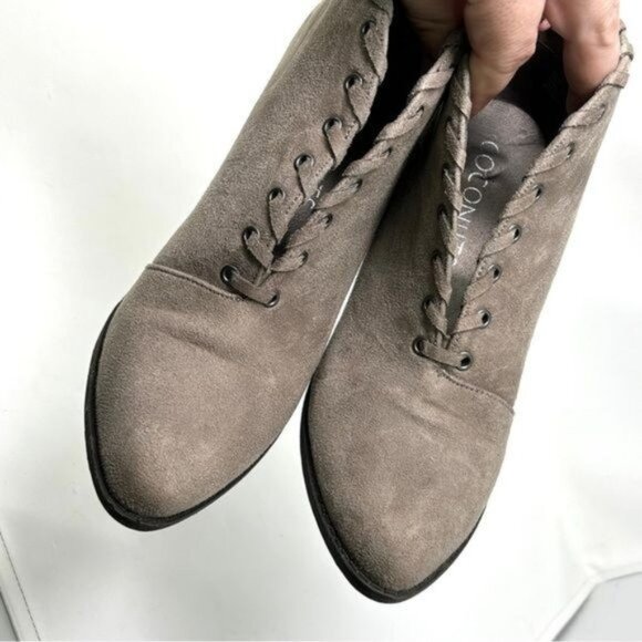 coconuts by matisse | bamba whipstitch boots taupe vegan suede 8 like new - Picture 11 of 12